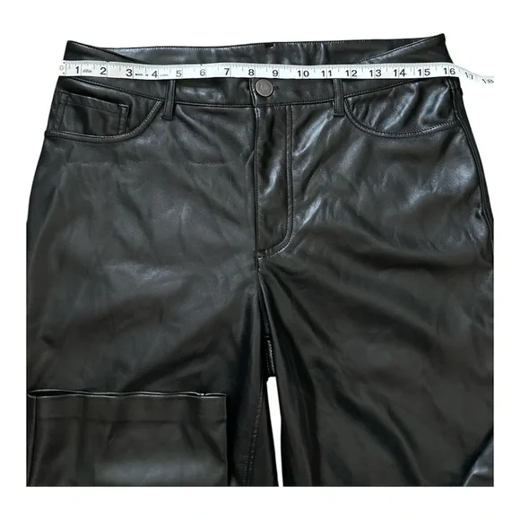 JOIE VEGAN LEATHER FAUX SUEDE LINING BLACK STRAIGHT LEG PANTS SIZE 8 - Picture 4 of 6
